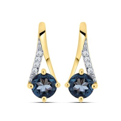 BUY 14K GOLD WITH LONDON BLUE TOPAZ GEMSTONE EARRING